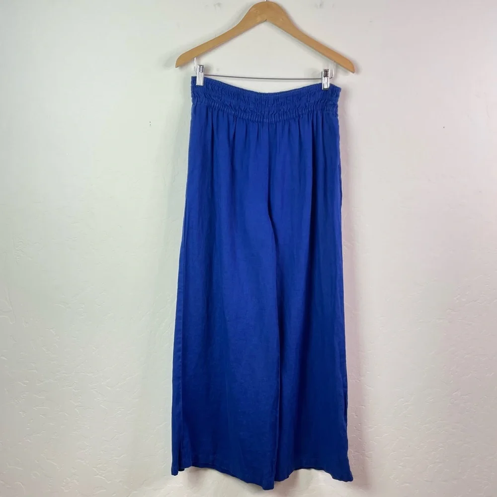 Anthropologie The Somerset Pull-On Pants: Linen Edition in Cobalt Blue Size MT - Picture 2 of 16